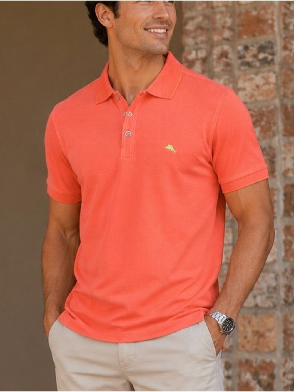 Tommy Bahama Coral Orange Emfielder Polo Men’s Large Shirt
